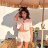 Ensemble short rayé rose